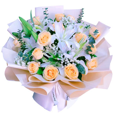 太原16朵香槟玫瑰2支百合，爱的温暖和幸福