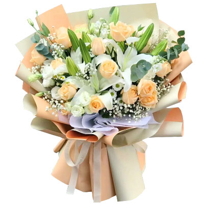 太原19朵香槟玫瑰百合，你是我的真爱