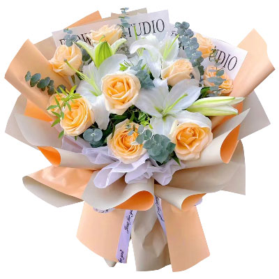 太原10朵玫瑰2支百合，绽放我的思念
