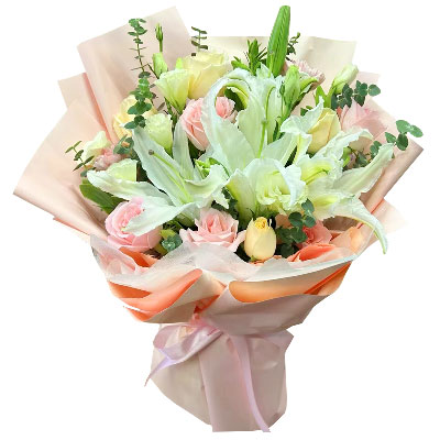 太原10朵玫瑰百合混搭，爱是难忘时刻